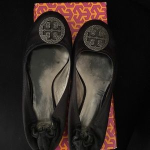 Tory Burch Black Satin Flats